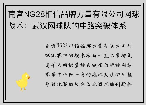南宫NG28相信品牌力量有限公司网球战术：武汉网球队的中路突破体系